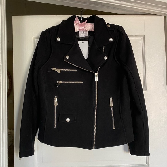 ANINE BING BLACK FELT MOTO JACKET NEW With TAGS Large